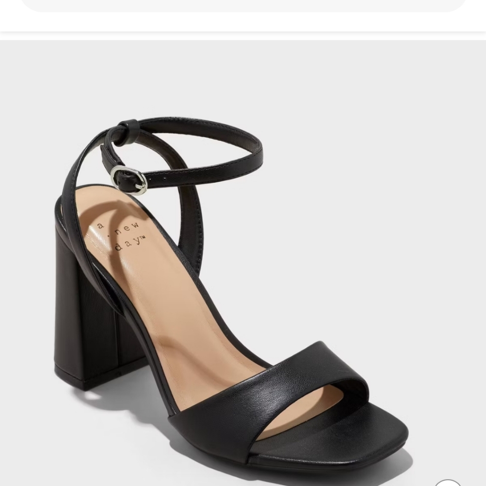 A New Day Black Strappy Heels Size 6.5